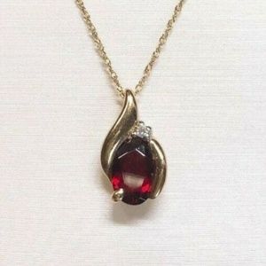 Ben Bridge Garnet &Diamond 14K Gold Necklace